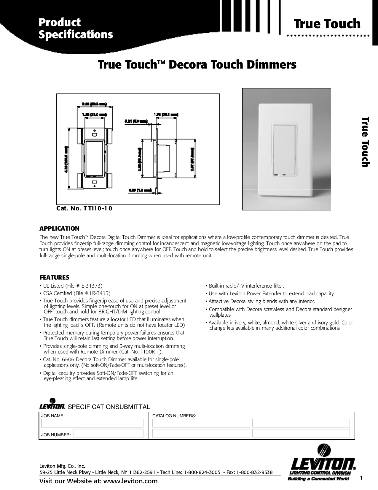 Download free pdf for Leviton TTM101 Dimmers Other manual